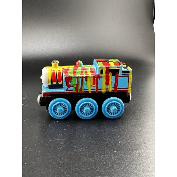 Thomas & Friends Wooden Railway Paint Splattered Thomas Vtg 2003 Train Engine - Picture 9 of 13